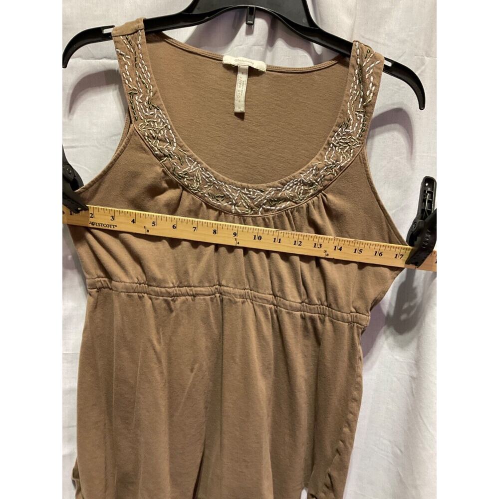 Old Navy Maternity Top M Brown Embroidered Neckline Sleeveless Cotton - Picture 3 of 4